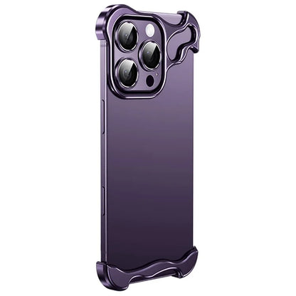 For iPhone 16 Pro Max Bumper Case Metal Frameless Shockproof Cover with Camera Lens Protector