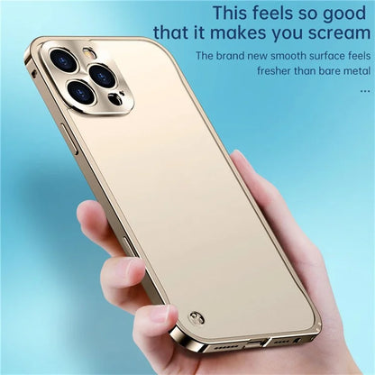 For iPhone 16 Pro Metal Clear Case Safety Lock Matte Anti-Fingerprint Back Cover