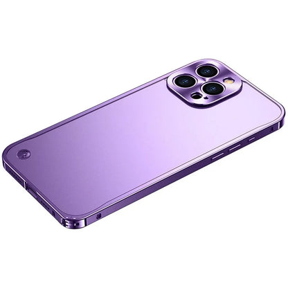 For iPhone 16 Pro Metal Clear Case Safety Lock Matte Anti-Fingerprint Back Cover