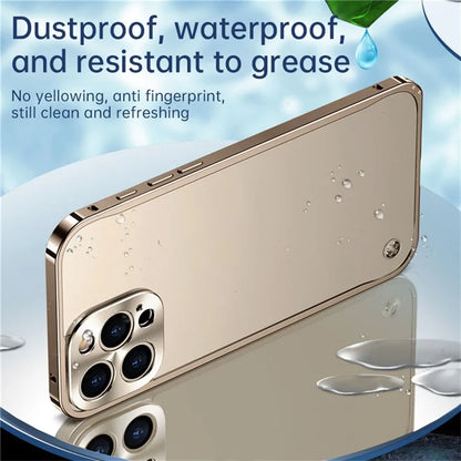 For iPhone 16 Pro Metal Clear Case Safety Lock Matte Anti-Fingerprint Back Cover