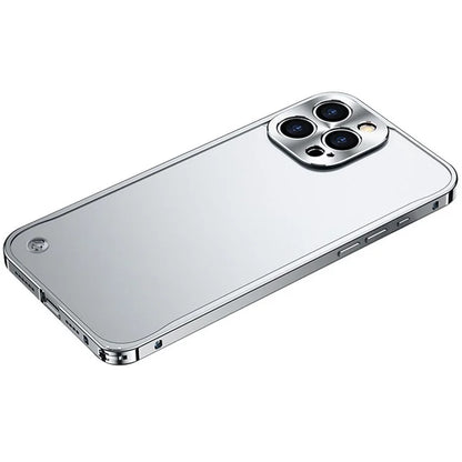 For iPhone 16 Pro Metal Clear Case Safety Lock Matte Anti-Fingerprint Back Cover