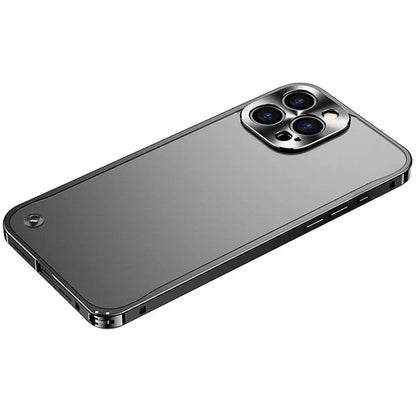 For iPhone 16 Pro Metal Clear Case Safety Lock Matte Anti-Fingerprint Back Cover