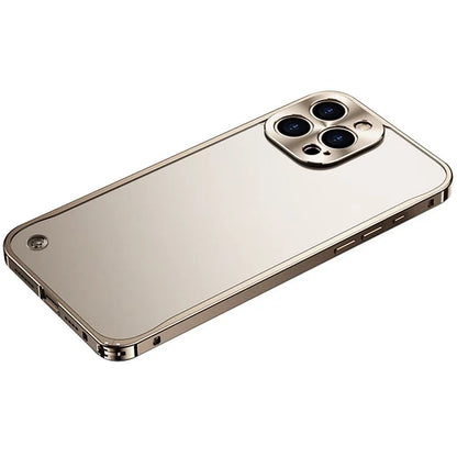 For iPhone 15 Pro Max Metal Clear Case Safety Lock Matte Anti-Fingerprint Back Cover