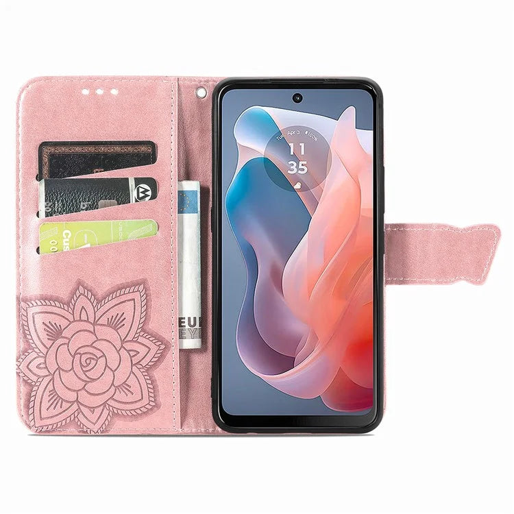For Motorola Moto G Play (2024) 4G Case PU Leather Wallet Phone Cover Butterfly Pattern