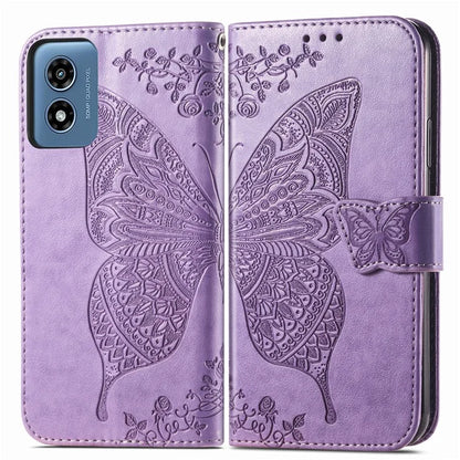For Motorola Moto G Play (2024) 4G Case PU Leather Wallet Phone Cover Butterfly Pattern