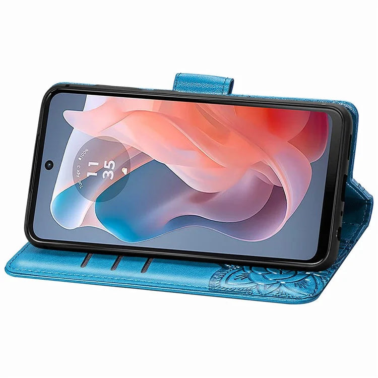 For Motorola Moto G Play (2024) 4G Case PU Leather Wallet Phone Cover Butterfly Pattern