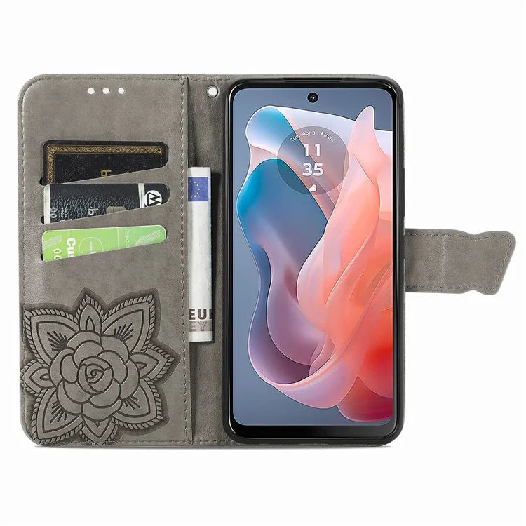 For Motorola Moto G Play (2024) 4G Case PU Leather Wallet Phone Cover Butterfly Pattern