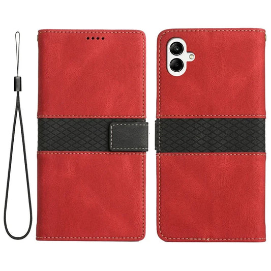 For Samsung Galaxy A06 Leather Case Grid Splicing Stand Wallet Phone Cover