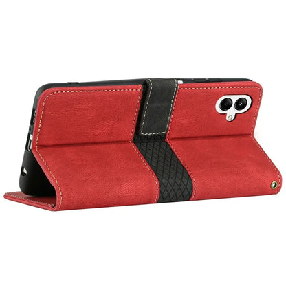 For Samsung Galaxy A06 Leather Case Grid Splicing Stand Wallet Phone Cover