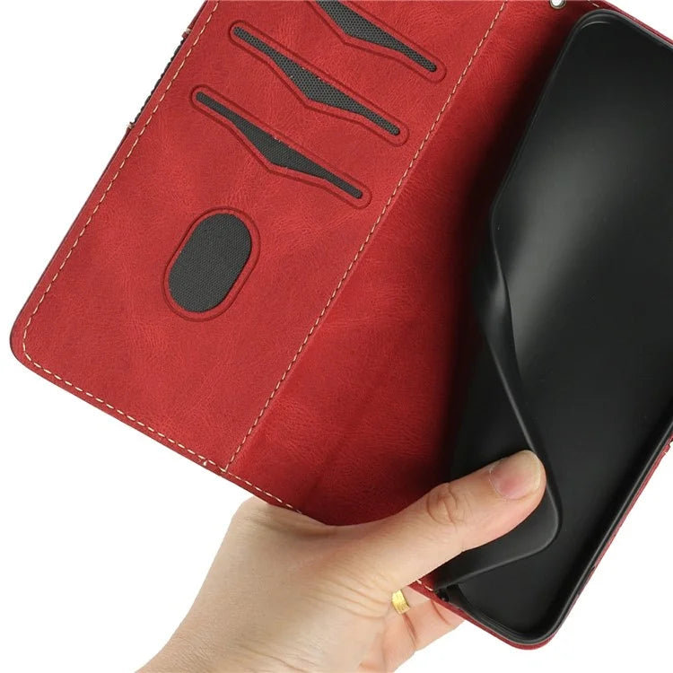For Samsung Galaxy A06 Leather Case Grid Splicing Stand Wallet Phone Cover