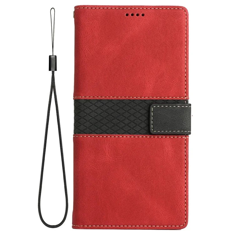 For Samsung Galaxy A06 Leather Case Grid Splicing Stand Wallet Phone Cover