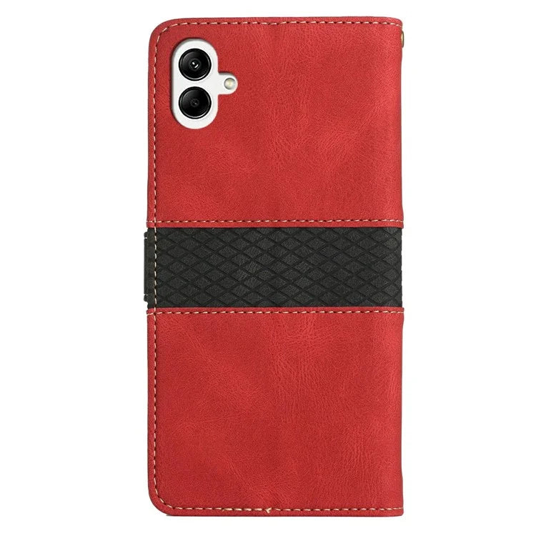 For Samsung Galaxy A06 Leather Case Grid Splicing Stand Wallet Phone Cover