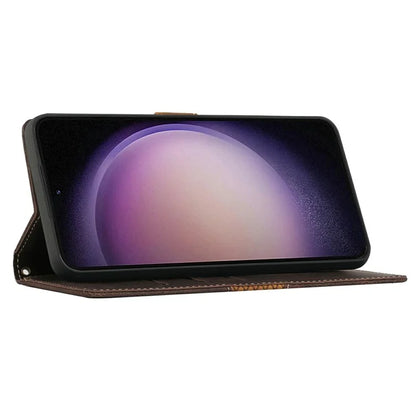 For Samsung Galaxy A06 Leather Case Grid Splicing Stand Wallet Phone Cover