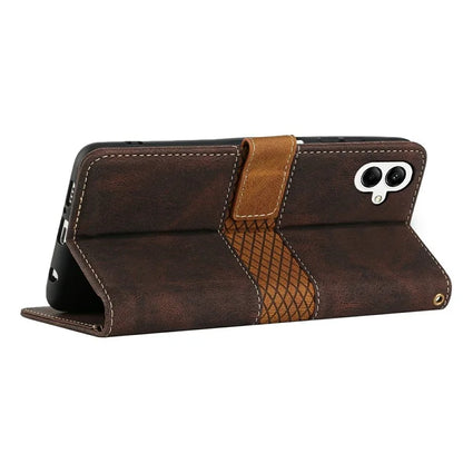 For Samsung Galaxy A06 Leather Case Grid Splicing Stand Wallet Phone Cover