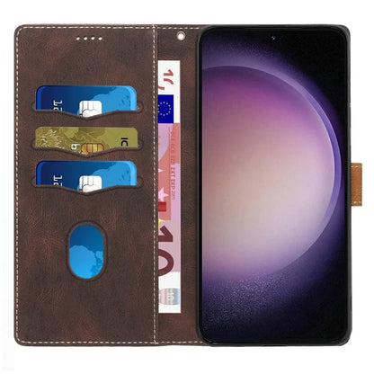 For Samsung Galaxy A06 Leather Case Grid Splicing Stand Wallet Phone Cover