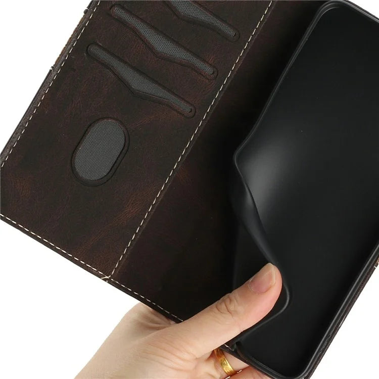 For Samsung Galaxy A06 Leather Case Grid Splicing Stand Wallet Phone Cover
