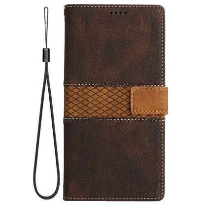 For Samsung Galaxy A06 Leather Case Grid Splicing Stand Wallet Phone Cover