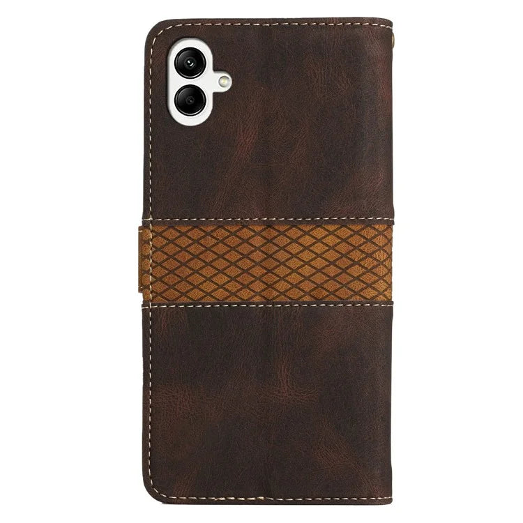 For Samsung Galaxy A06 Leather Case Grid Splicing Stand Wallet Phone Cover
