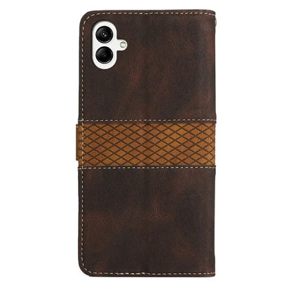 For Samsung Galaxy A06 Leather Case Grid Splicing Stand Wallet Phone Cover