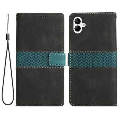 For Samsung Galaxy A06 Leather Case Grid Splicing Stand Wallet Phone Cover
