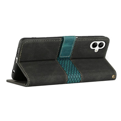 For Samsung Galaxy A06 Leather Case Grid Splicing Stand Wallet Phone Cover