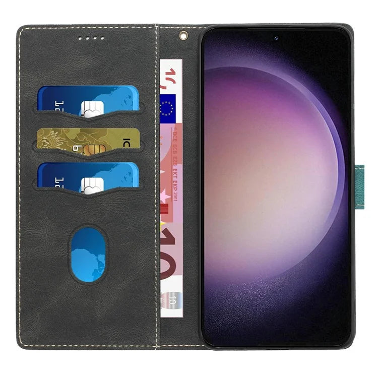 For Samsung Galaxy A06 Leather Case Grid Splicing Stand Wallet Phone Cover