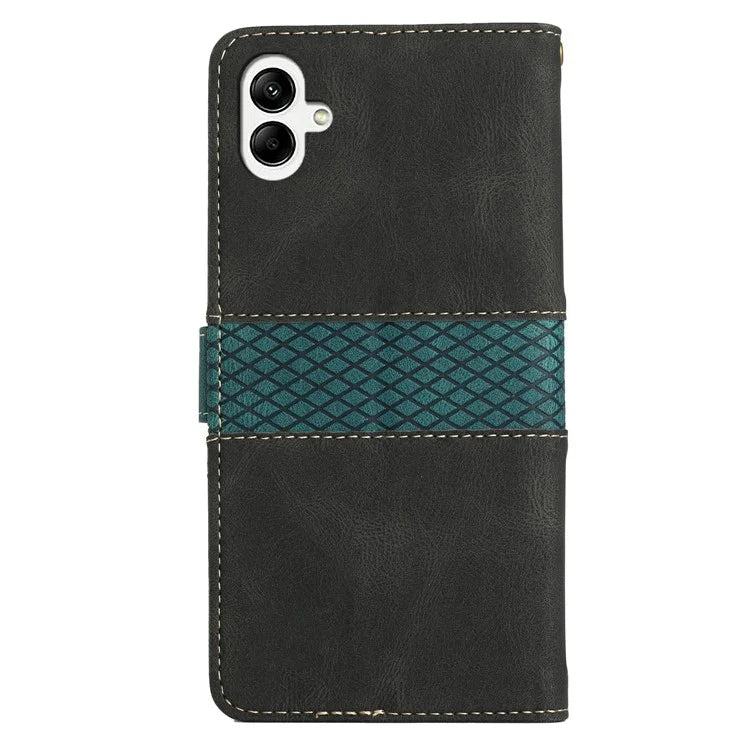 For Samsung Galaxy A06 Leather Case Grid Splicing Stand Wallet Phone Cover