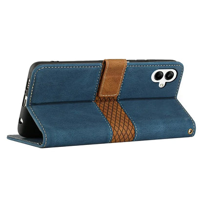 For Samsung Galaxy A06 Leather Case Grid Splicing Stand Wallet Phone Cover