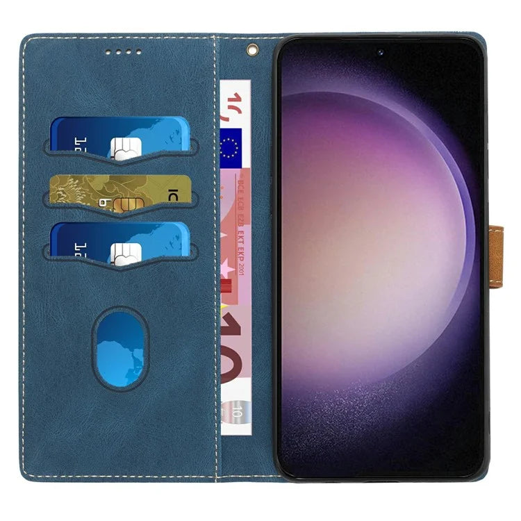For Samsung Galaxy A06 Leather Case Grid Splicing Stand Wallet Phone Cover