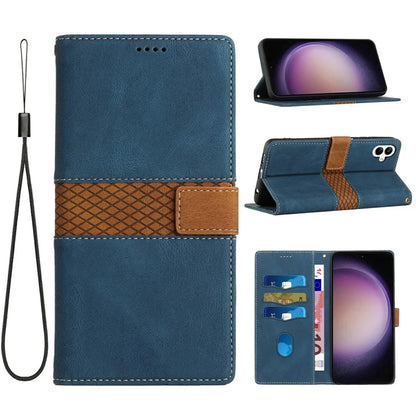 For Samsung Galaxy A06 Leather Case Grid Splicing Stand Wallet Phone Cover