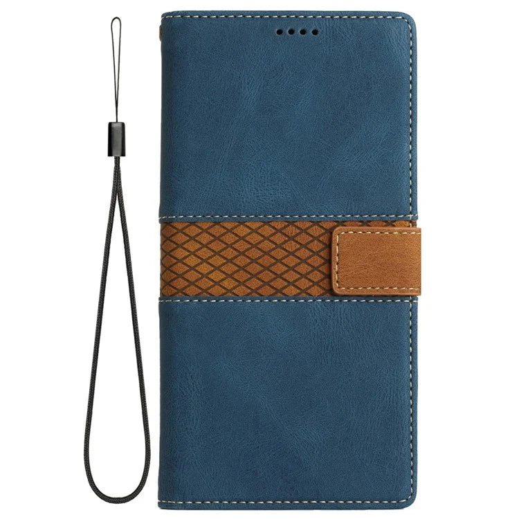 For Samsung Galaxy A06 Leather Case Grid Splicing Stand Wallet Phone Cover