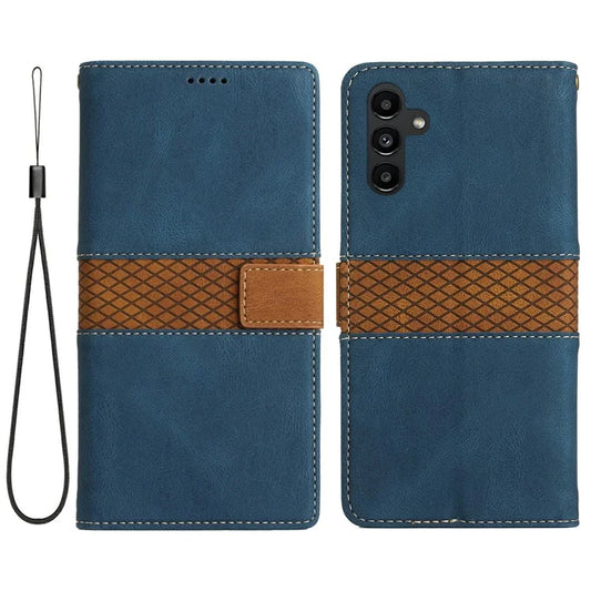 For Samsung Galaxy A16 5G Leather Case Grid Splicing Stand Wallet Phone Cover