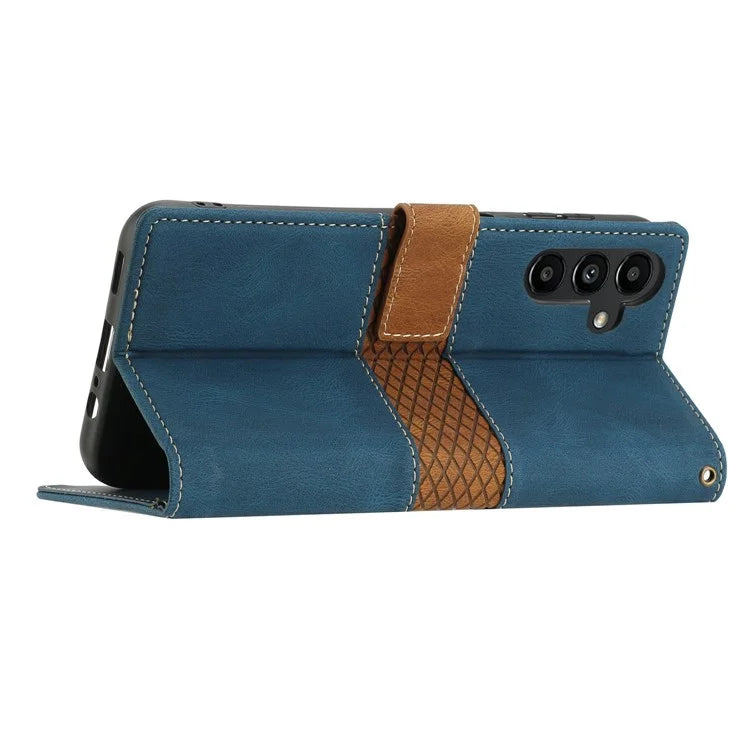 For Samsung Galaxy A16 5G Leather Case Grid Splicing Stand Wallet Phone Cover