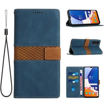 For Samsung Galaxy A16 5G Leather Case Grid Splicing Stand Wallet Phone Cover