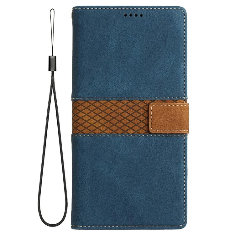 For Samsung Galaxy A16 5G Leather Case Grid Splicing Stand Wallet Phone Cover