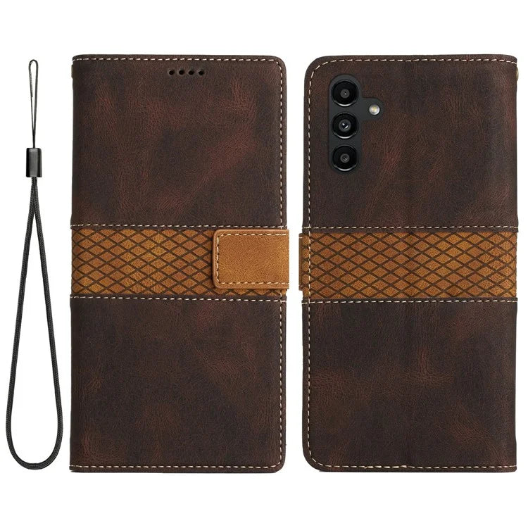 For Samsung Galaxy A16 5G Leather Case Grid Splicing Stand Wallet Phone Cover