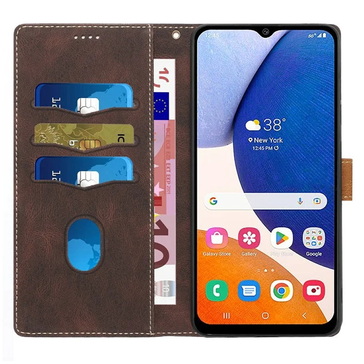 For Samsung Galaxy A16 5G Leather Case Grid Splicing Stand Wallet Phone Cover