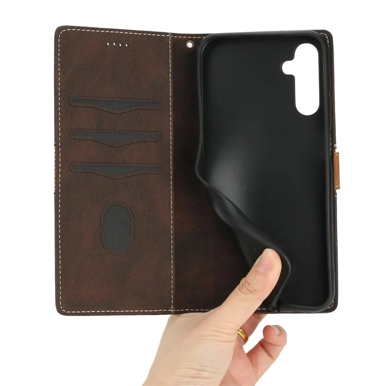 For Samsung Galaxy A16 5G Leather Case Grid Splicing Stand Wallet Phone Cover