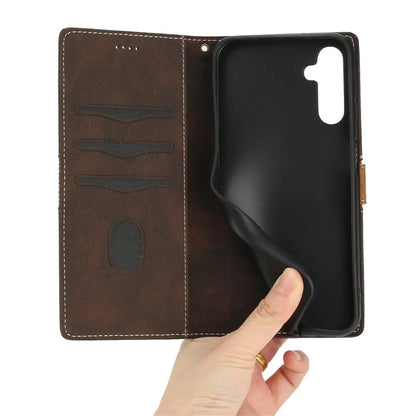For Samsung Galaxy A16 5G Leather Case Grid Splicing Stand Wallet Phone Cover