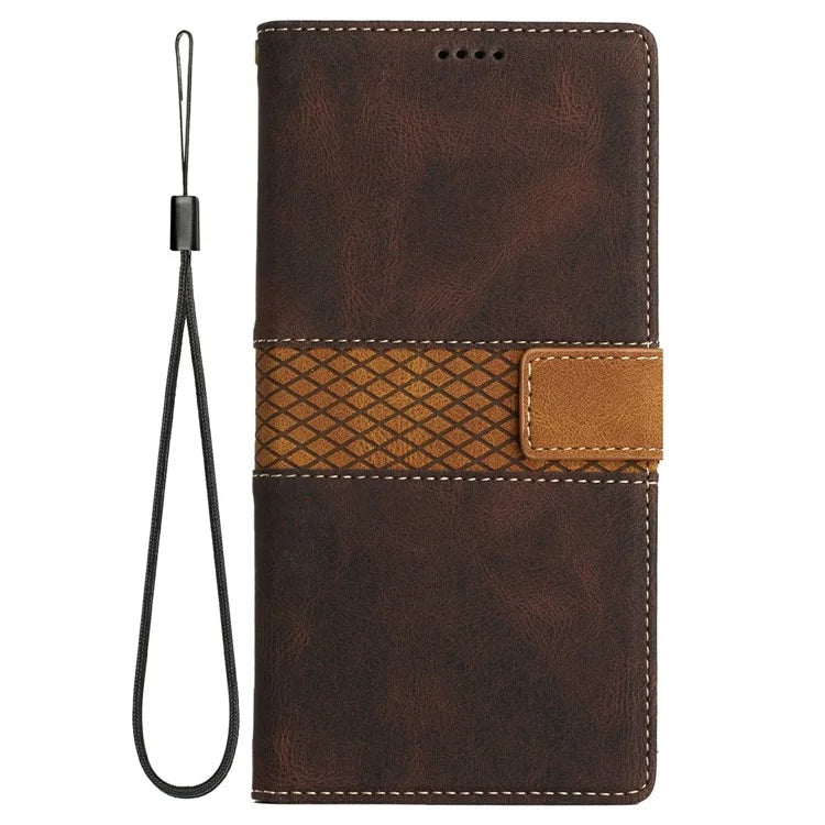 For Samsung Galaxy A16 5G Leather Case Grid Splicing Stand Wallet Phone Cover