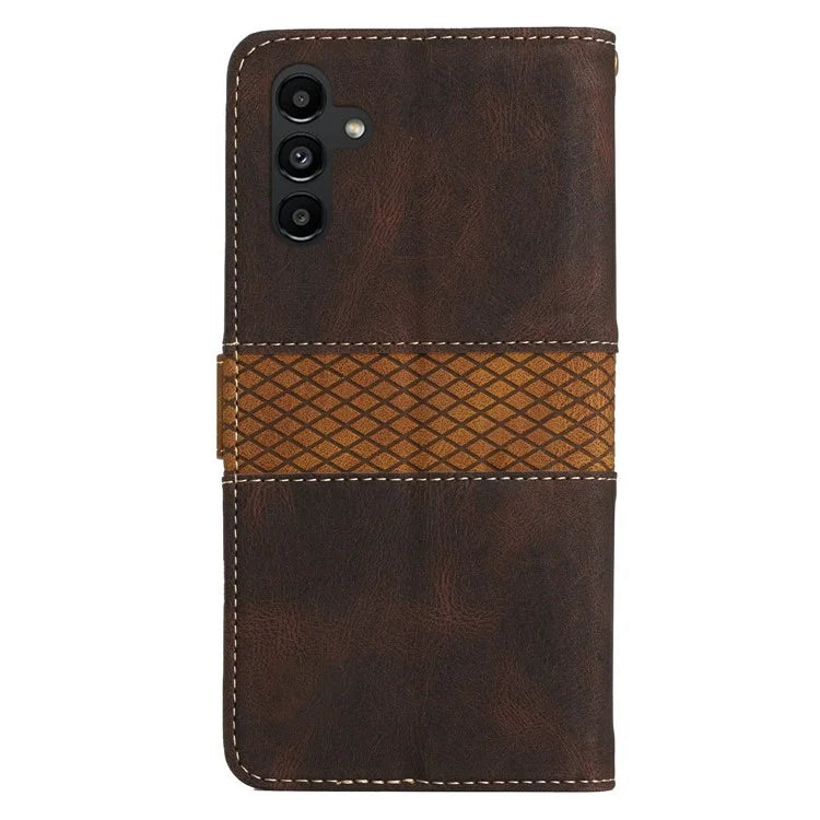 For Samsung Galaxy A16 5G Leather Case Grid Splicing Stand Wallet Phone Cover