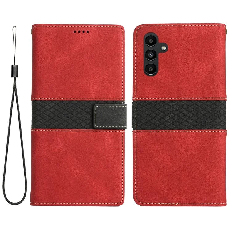 For Samsung Galaxy A16 5G Leather Case Grid Splicing Stand Wallet Phone Cover