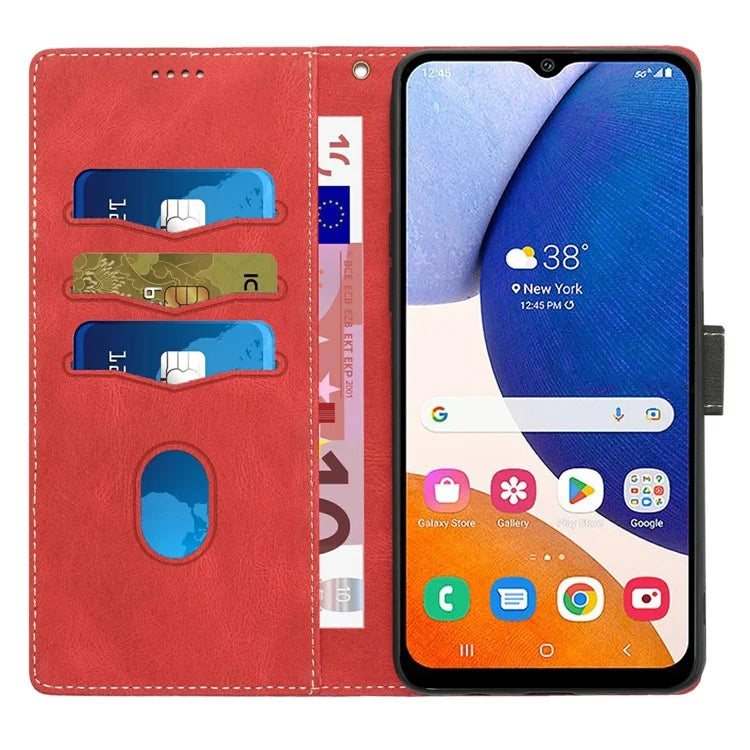 For Samsung Galaxy A16 5G Leather Case Grid Splicing Stand Wallet Phone Cover