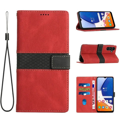 For Samsung Galaxy A16 5G Leather Case Grid Splicing Stand Wallet Phone Cover