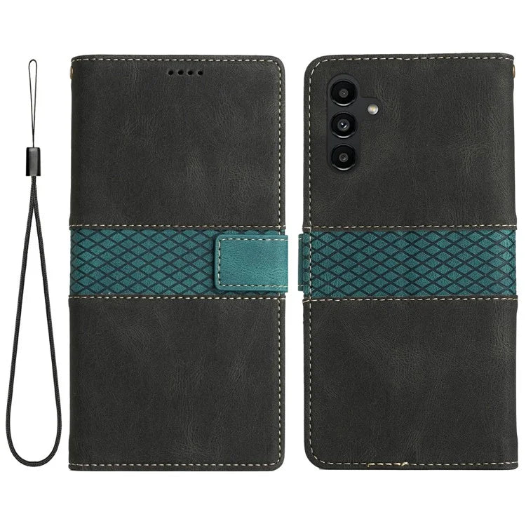 For Samsung Galaxy A16 5G Leather Case Grid Splicing Stand Wallet Phone Cover