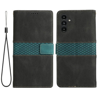 For Samsung Galaxy A16 5G Leather Case Grid Splicing Stand Wallet Phone Cover