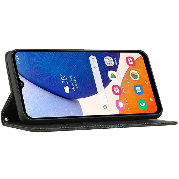 For Samsung Galaxy A16 5G Leather Case Grid Splicing Stand Wallet Phone Cover