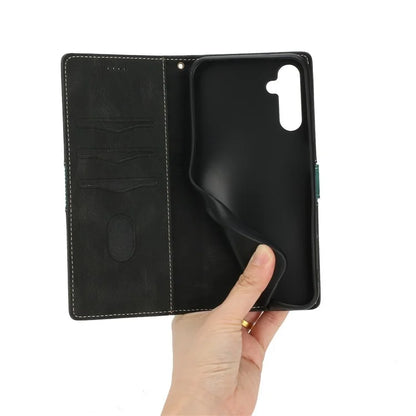 For Samsung Galaxy A16 5G Leather Case Grid Splicing Stand Wallet Phone Cover