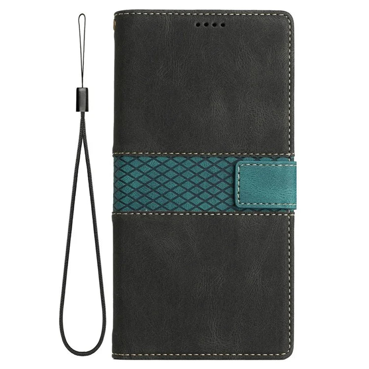 For Samsung Galaxy A16 5G Leather Case Grid Splicing Stand Wallet Phone Cover
