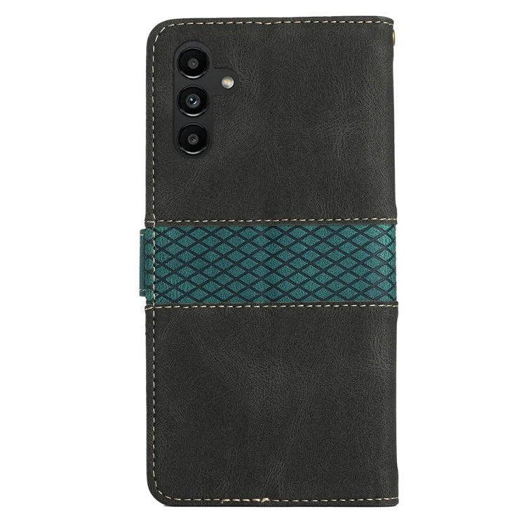 For Samsung Galaxy A16 5G Leather Case Grid Splicing Stand Wallet Phone Cover